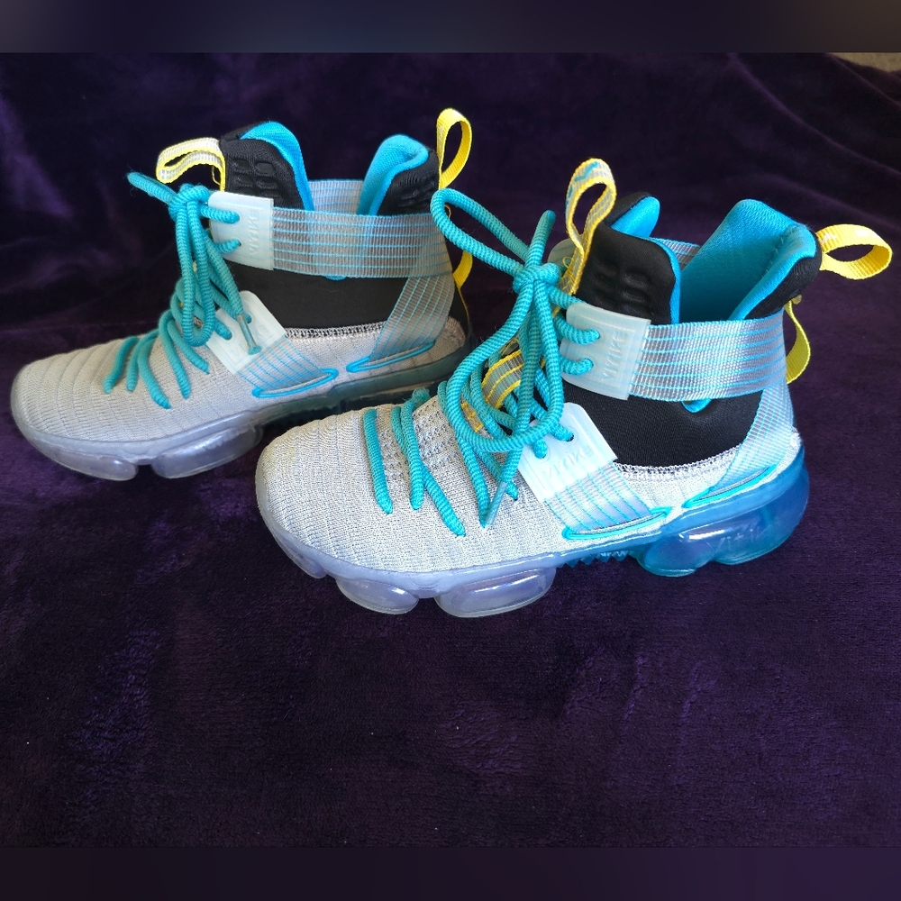 Kids' Blue and Yellow Basketball Sneakers